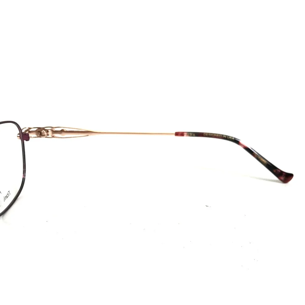 Tura Eyeglasses Frames R587 EGG Eggplant Purple Rose Gold Crystals 54-17-145